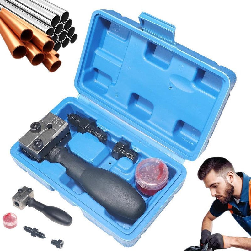 Universal Automotive Brake Pipe Flaring Tool Kit – 3/16in & 1/4in Double & Single Flaring Tool Set for Copper Brake Lines,for Vehicle Brakes Lines Repairing Copper Pipe Flarings - Image 1